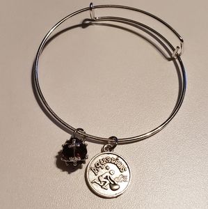 Aquarius Zodiac Silver Bangle Bracelet